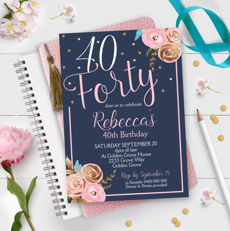 TROPICAL Birthday Invitation Instant Download Gold Pineapple Birthday Invitation Tropical 40th Birthday Invitation Tropical Corjl 40th 0232