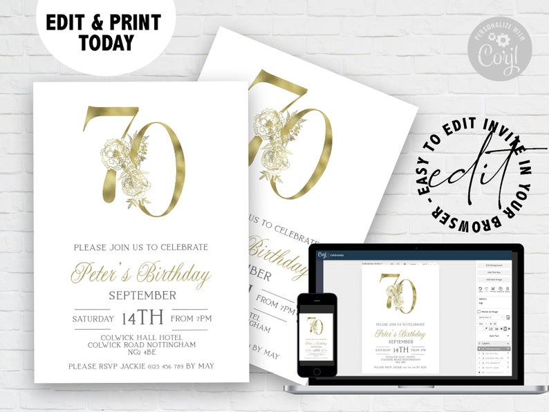 70th Birthday Party Invitations Templates | Corjl 70th-birthday-party-invitations-templates-corjl