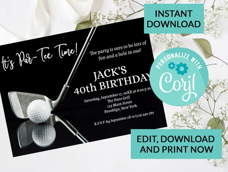 Golf Birthday Invitation Party #12 | Surprise Birthday Invite, | Woman or Man Party | Digital INSTANT DOWNLOAD | Editable Invite