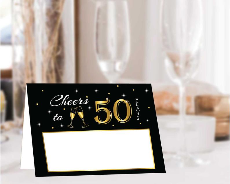 50th Birthday Food Labels, 50th Party Place Card , 50th Birthday Party Tent Cards , 50th Birthday Party Decorations | Edit Online with Corjl