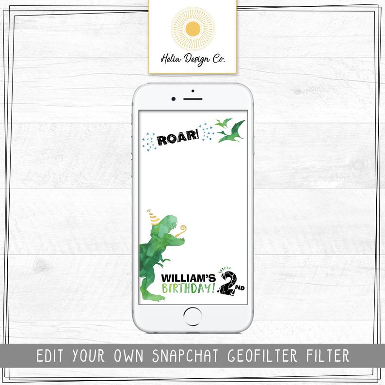 Dinosaur Birthday | Snapchat Geofilter | Personalized Filter | Edit Yourself at Corjl.com