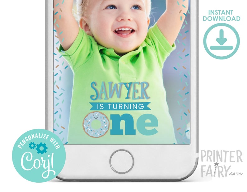 Donut Snapchat Filter, EDITABLE, Donut first birthday, Sprinkles Snapchat Filter, Donut Geofilter, Instant Download, Edit yourself