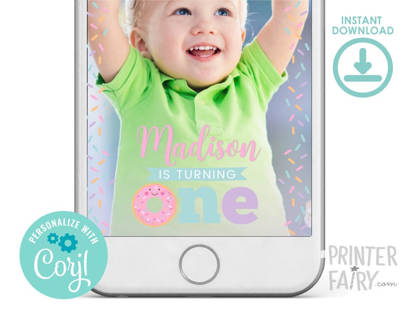 Donut Snapchat Filter, EDITABLE, Donut first birthday, Sprinkles Snapchat Filter, Donut Geofilter, Instant Download, Edit yourself