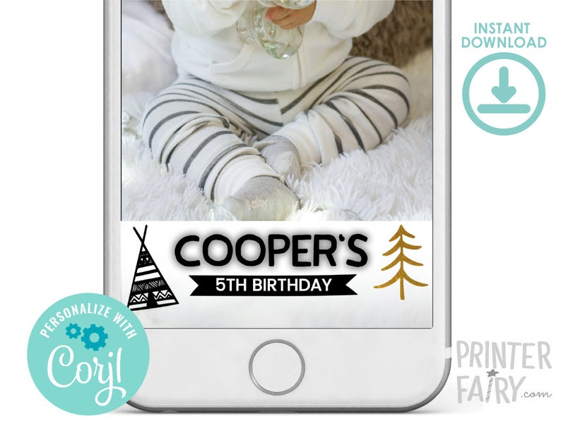 Wild One Snapchat Filter, EDITABLE, ANY AGE, Wild One Birthday Party, Tribal Geofilter, Instant Download, Edit yourself
