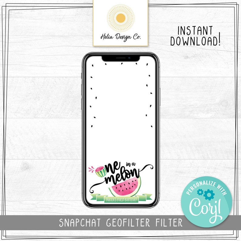 One in a Melon Watermelon Birthday | Snapchat Geofilter | Personalized Filter | Girl Birthday | Edit Yourself at Corjl.com