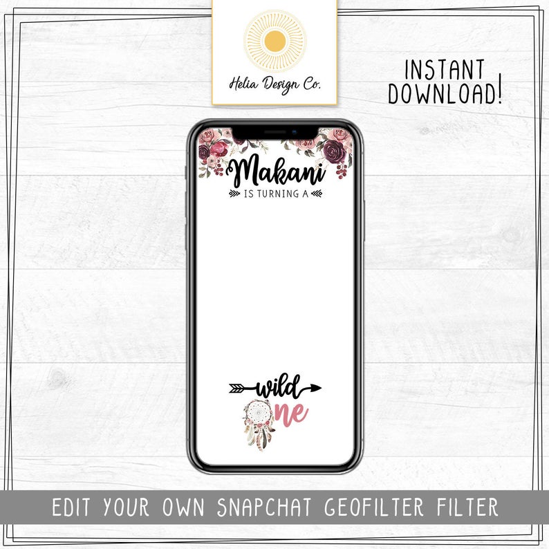 Wild One Boho Chic Birthday | Snapchat Geofilter | Personalized Filter | Girl Birthday | Edit Yourself at Corjl.com