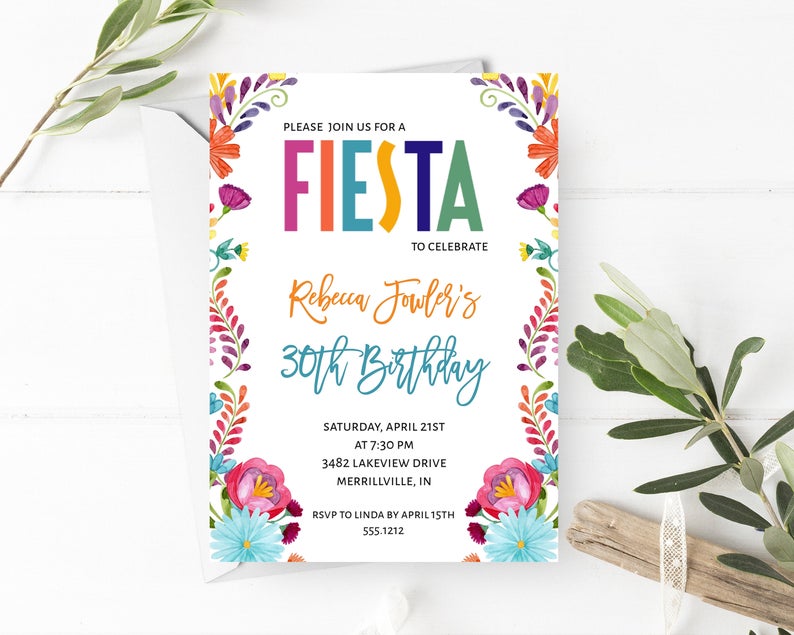 Fiesta Invitation | Adult Birthday | Printable Editable Digital File | Instant Download | Corjl | ABI107