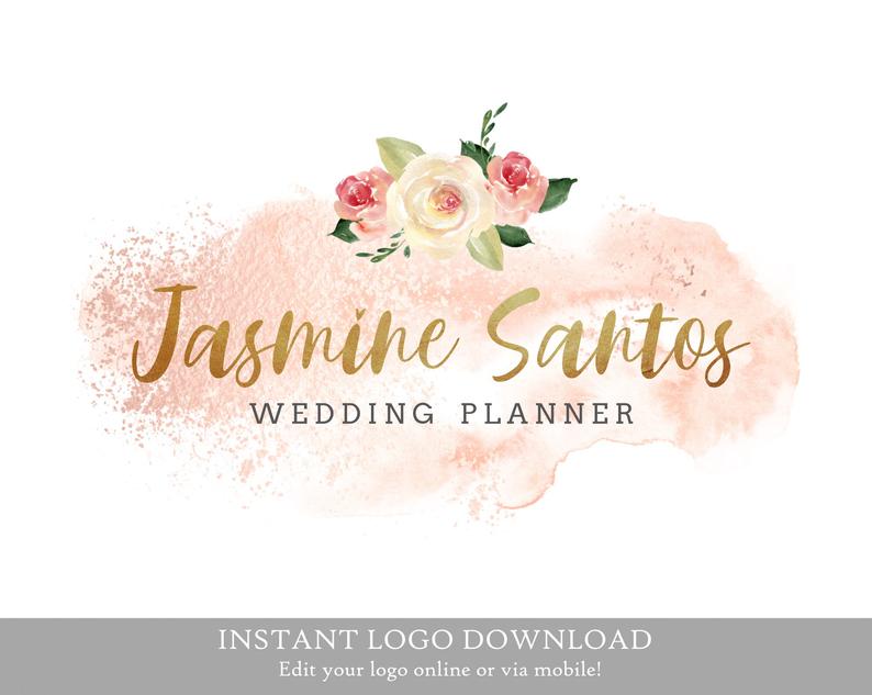 Floral Name logo, Flower logo, Nature Logo, Wedding logo, Watercolor logo, Roses logo, Rose Logo Design, Simple logo, Painted design