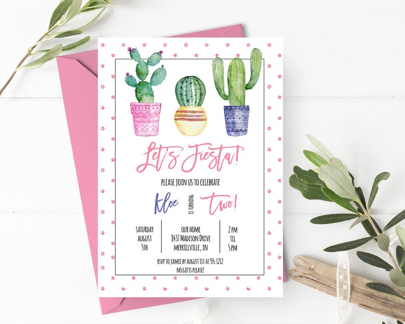 Cactus Birthday Invitation, Kids Birthday, Printable, Editable Digital File, Instant Download, KBI170