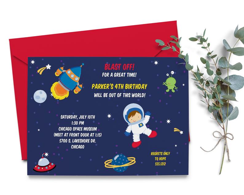 Outerspace Invitation | Space Birthday Party | Spaceship Party | Printable Editable Digital File | Instant Download | Corjl | KBI605