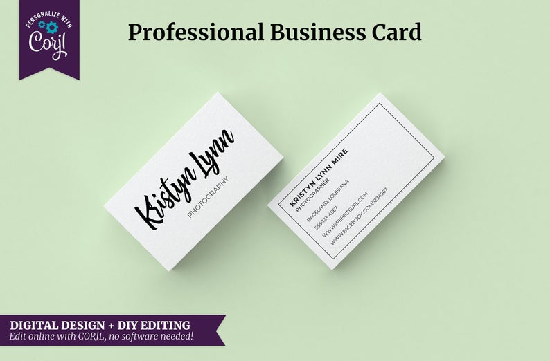 DIGITAL Business Card Design – Kristyn Lynn – 3.5 x 2 – Edit Yourself Using Corjl