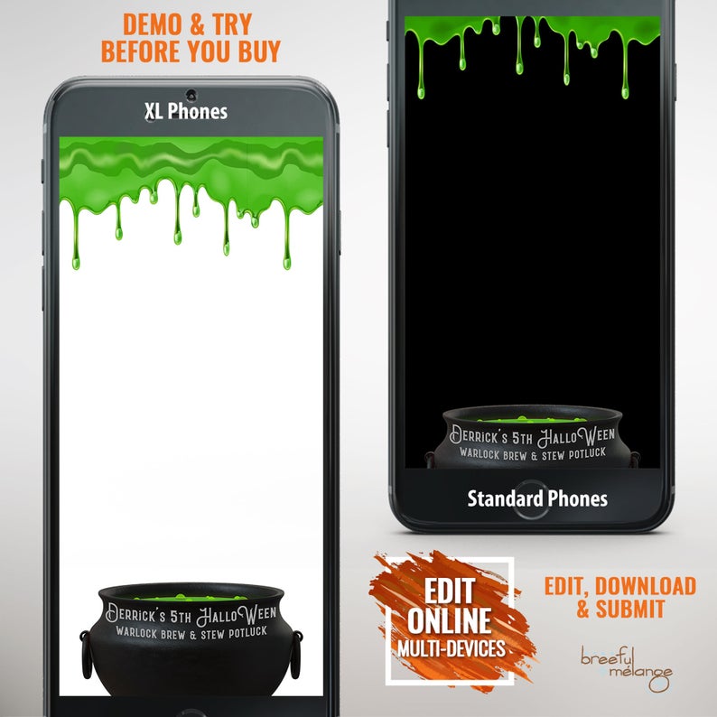 Warlocks Brew & Stew Halloween Snapchat Filter #1, Edit Yourself, Halloween Party, Instant Download Submission Ready, Corjl Geofilter