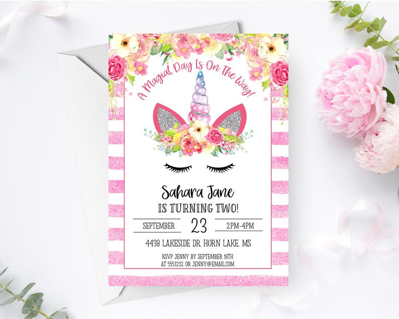 Unicorn Birthday Invitation | Kids Birthday | Editable Digital File | Instant Access | Corjl | KBI153