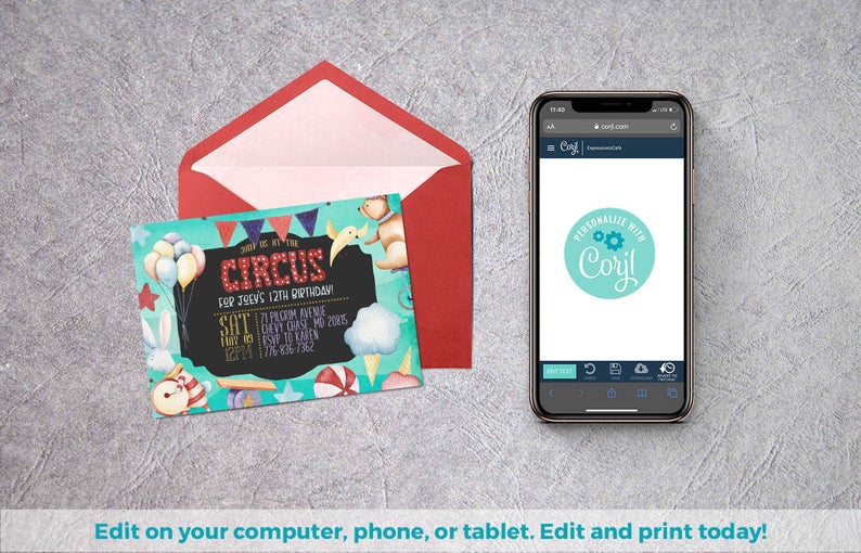 Editable Circus Invitation | Carnival Birthday Invitation, Carnival Theme, Circus Invite, Theme Park, Amusement Park