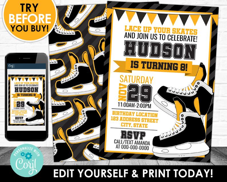 Ice Skating Party Invitations