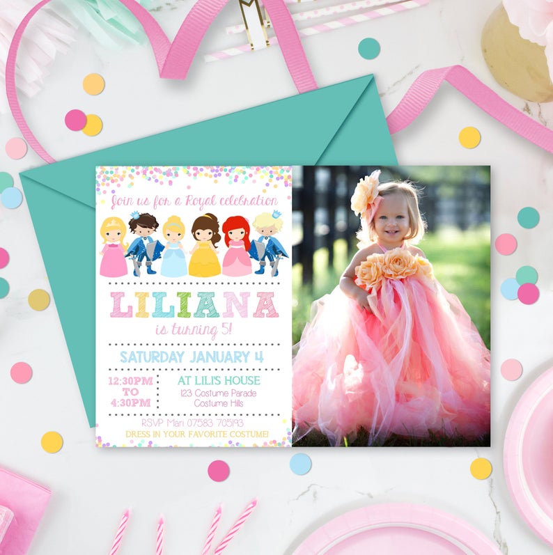 PRINCESS PRINCE INVITATIONS Princess Photo Birthday Invitation Princess Invitations Corjl Princess Invitation Boy Girl Party Invitation