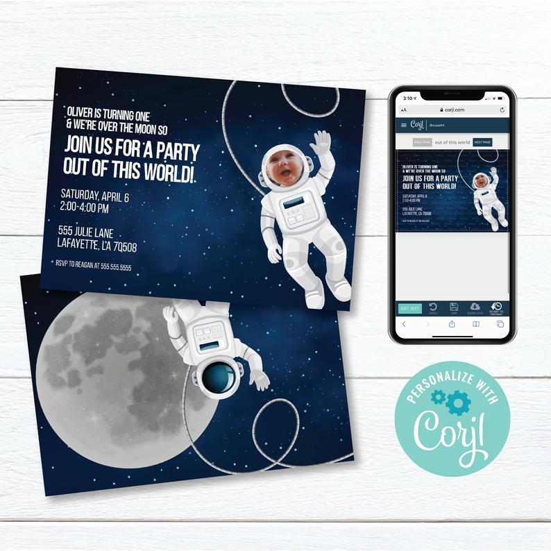 Out of This World Space Themed Invitation | Edit & Download | Add Your Own Photo