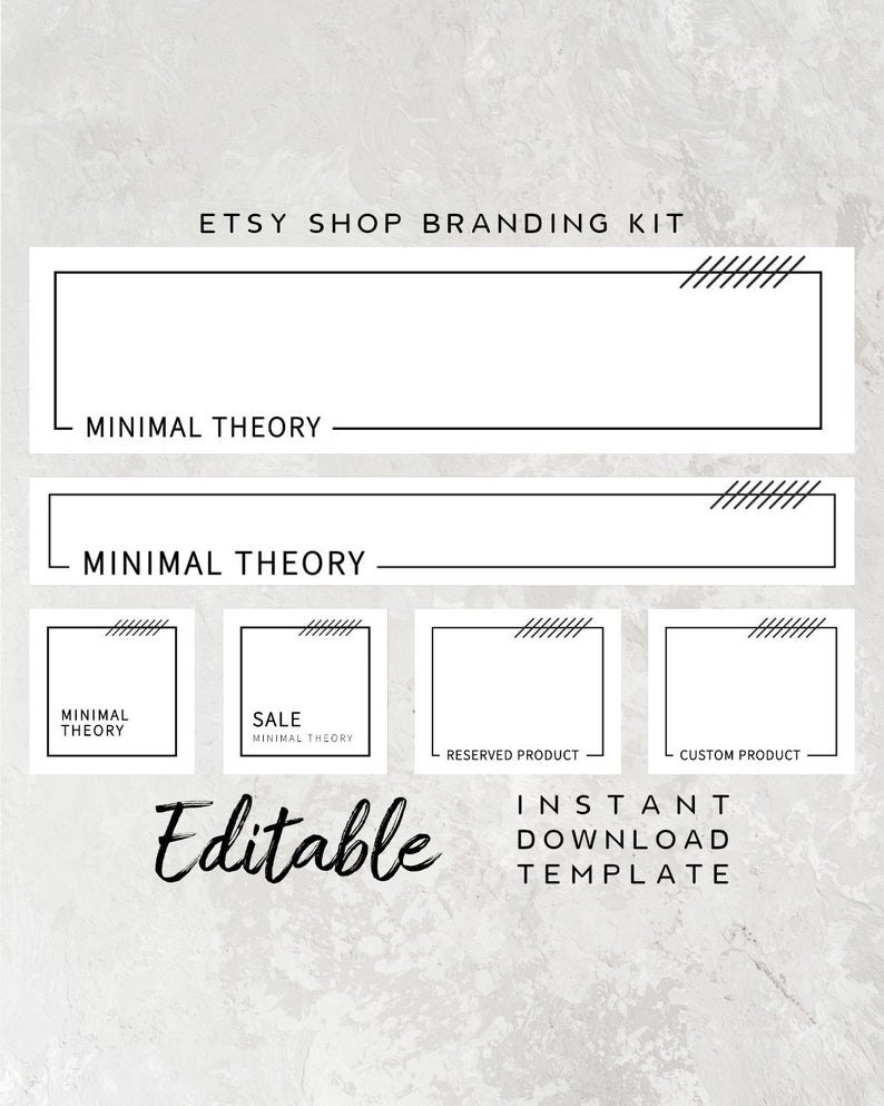 Editable Branding Kit – Minimalist Shop Icon, Simple White Banner Template, Corjl Branding Template, White Modern Marketing Kit, Etsy Store