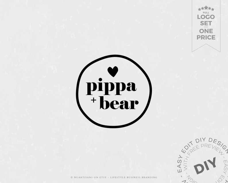 FIVE DIY logo set: Editable clothing logo, Premade logo, Children logo, Boutique logo, fashion logo, Minimal logo – Edit today, Use today!