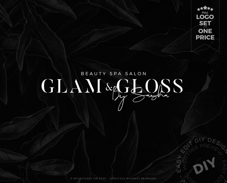 THREE Editable DIY logos: Premade predesigned logo, Modern Feminine logo, Boutique logo, Minimalist logo – Get started now + edit yourself!