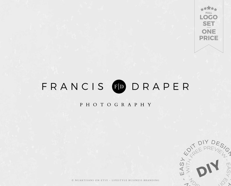 THREE Editable DIY logos: Premade logos, Minimal Photography logo, Boutique logo, Minimalist logo – Get started now + edit yourself!