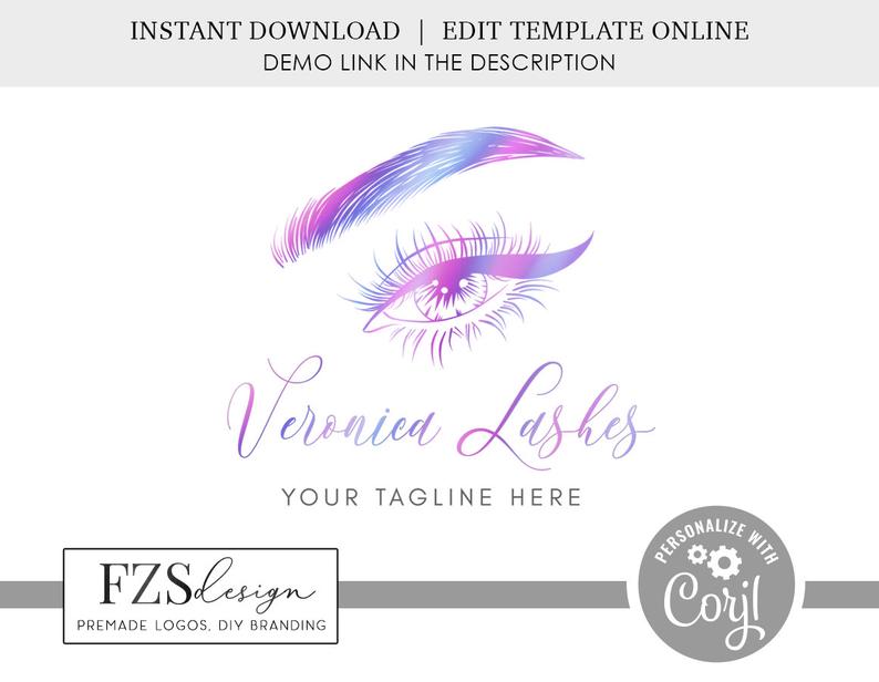 Lash logo design eyelash logo beauty logo salon logo hologram logo watermark logo design logo template