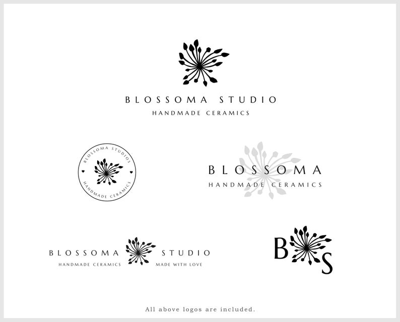 EDITABLE CORJL LOGO: Modern Flower logo, Artistic floral logo, Ceramic Artist, Minimal business logo – Full Logo Set. Edit today, Use today!
