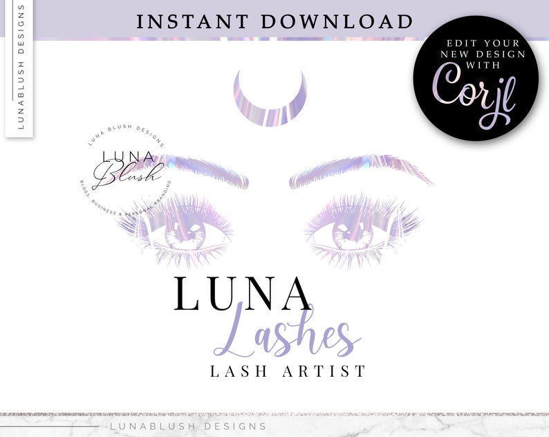 LASH ARTIST Logo Design, Rose Gold logo, instant download, Edit your design with CORJL