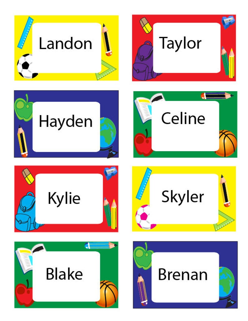 Editable Back to School Tags, Colorful Labels, Name tags, Classroom Labels, Student gifts and more. Instantly download and EDIT on CORJL!