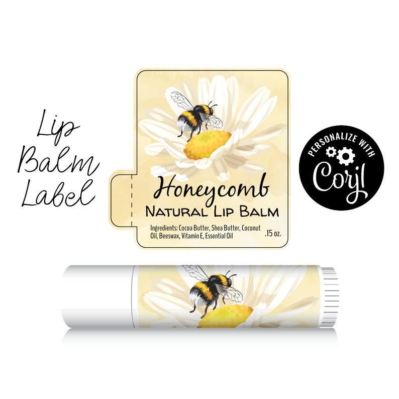 Lip Balm Label Bumblebee Beeswax Label. Edit, Personalize, Customize in Corjl, then Download & Print. Chapstick Label