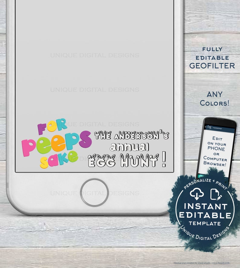 Easter Egg Hunt Snapchat Geofilter, Editable For Peeps Sake Eggspecting, Annual Egghunt Easter Party, Filter Personalize, INSTANT ACCESS