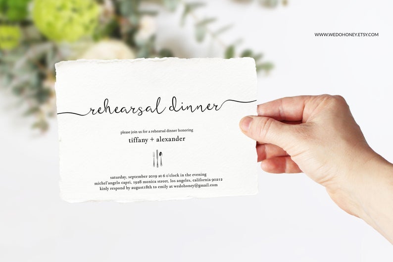 Rehearsal Dinner Invitation Printable, Fully Editable Template, Modern Calligraphy, Rustic Wedding, Instant Download