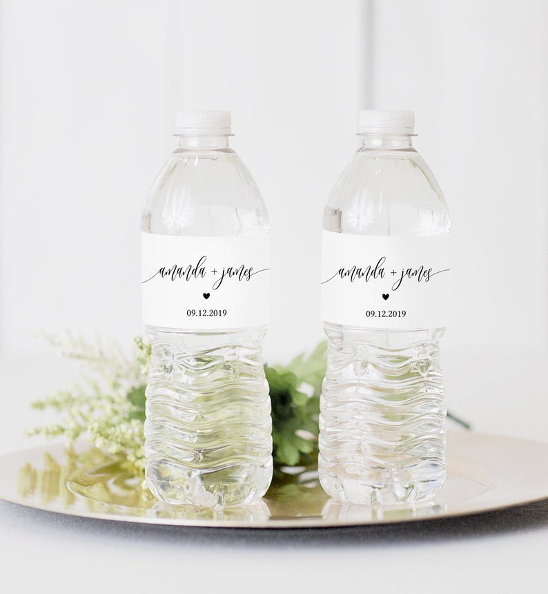 Water Bottle Label Template, Printable Custom Label, Fully Editable, Wedding Favor Celebration, Instant Download #0033_24