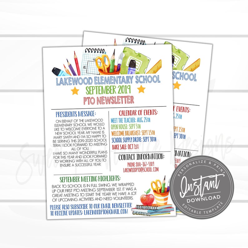 Editable PTO Newsletter, PTO PTA Open House Flyer template, P.T.O Meeting, Daycare, Back to School Invite, Instant Access- Edit Now
