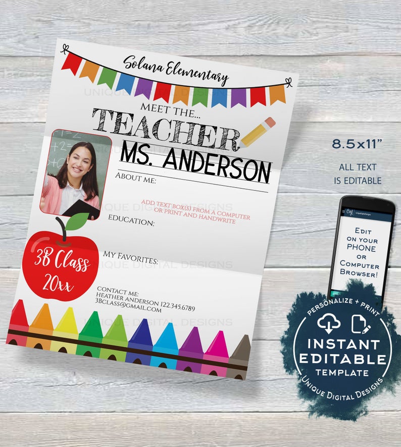 Editable Meet the Teacher About Me Letter Template, Get to Know School Staff Appreciation Week, Staff of the Month, PTA Flyer INSTANT ACCESS