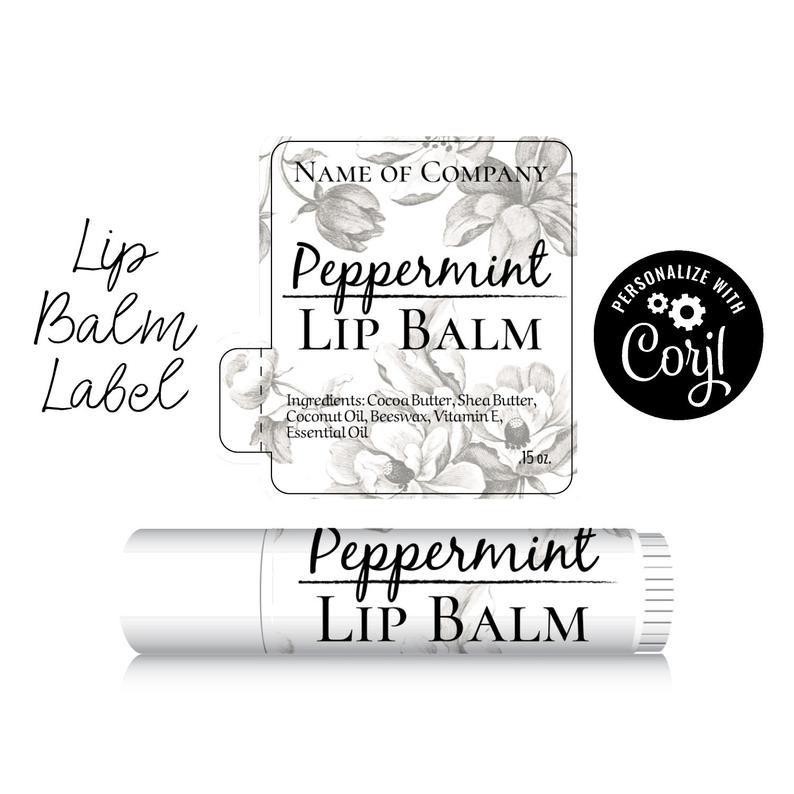 Lip Balm Label – Engraved Flowers Design. Edit, Personalize, Customize in Corjl, then Download & Print. Chapstick Label. Lip Balm Packaging