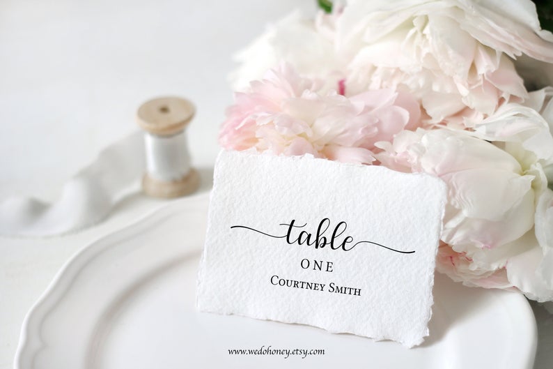 Wedding Place Card Template, Name Seating Card, Table Number, Instant Download, Fully Editable, Calligraphy