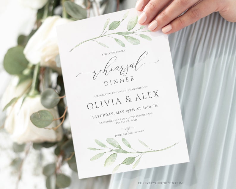 Wedding Rehearsal Dinner Invitation Template, 100% Editable Invite, TRY BEFORE You BUY, Instant Download, Corjl