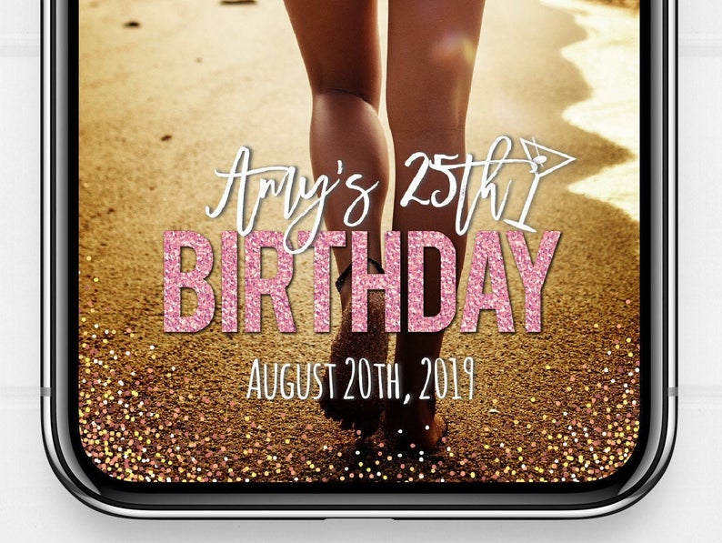 Happy Birthday Snapchat Filter, Gold Birthday Snap Chat Geofilter, Birthday Geotag, Instant Download, 25th Birthday Filter, Any Age Geo Tag