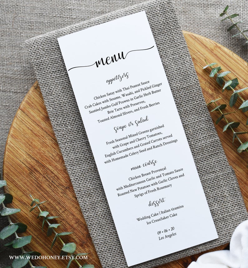 Menu Card Template, Editable Calligraphy, Simple and Modern, Try Before You Buy