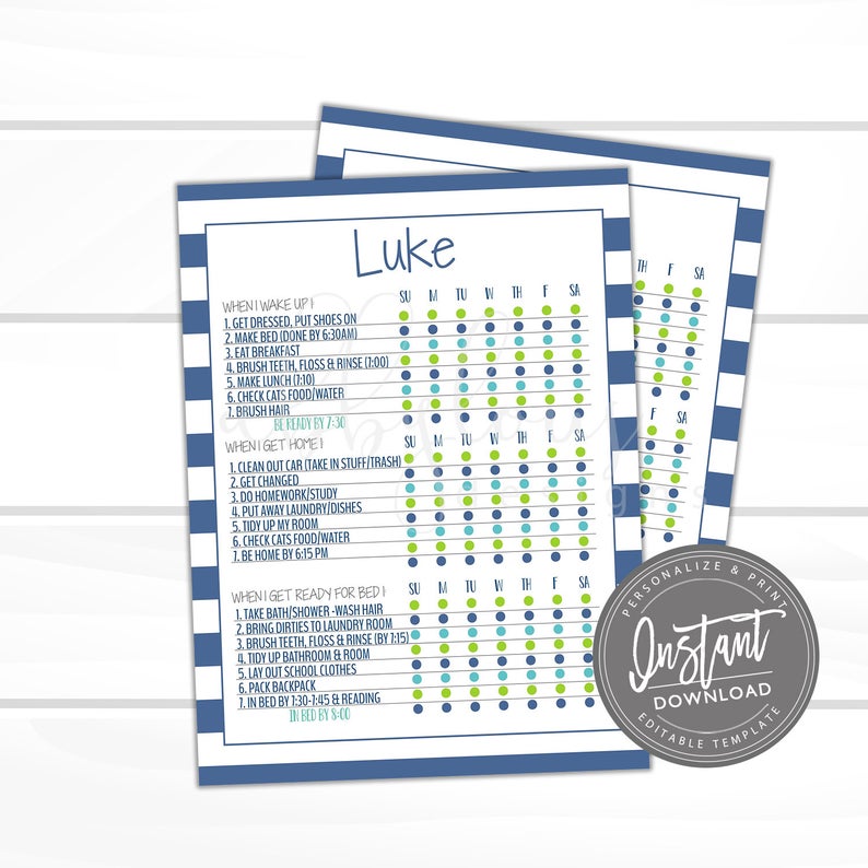 EDITABLE Chore Chart Printable, Kids Daily Check List, Editable Chore List, Chore Planner, Any Age, Editable File, Digital Template,
