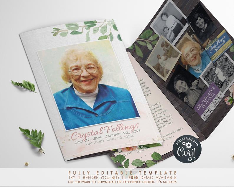 Rustic Funeral Program Template. Personalize It Yourself. FREE Demo Link. Try It Now. It’s easy. CORJL | Funeral Pamphlet | Brochure | JW