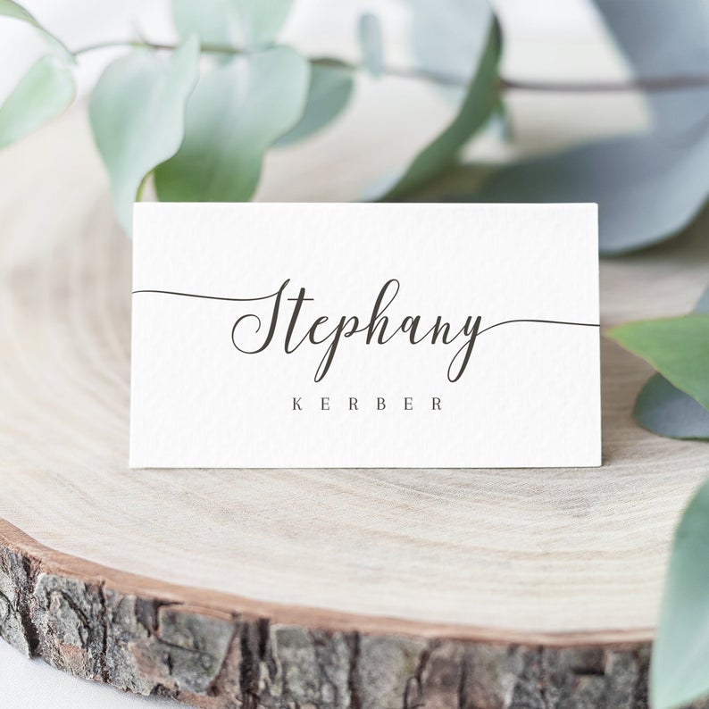 Wedding Place Cards Template, Calligraphy Place Cards, Wedding Seating, Wedding Table Décor, Editable Place Cards, Corjl #074-D13