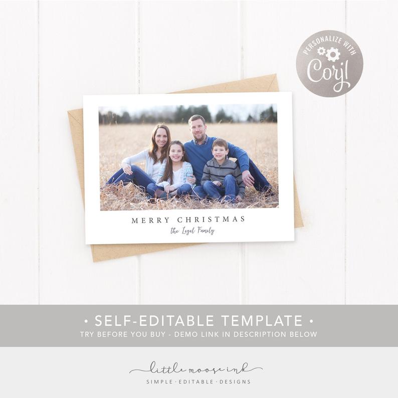 EDITABLE Photo Christmas card – Holiday Card Template. Merry Christmas – CORJL