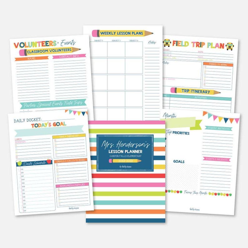Teacher Planner, Academic Calendar Printable, Academic Digital Planner, Academic Planner 2020-2021, Academic Planner 2020, Hadley Designs