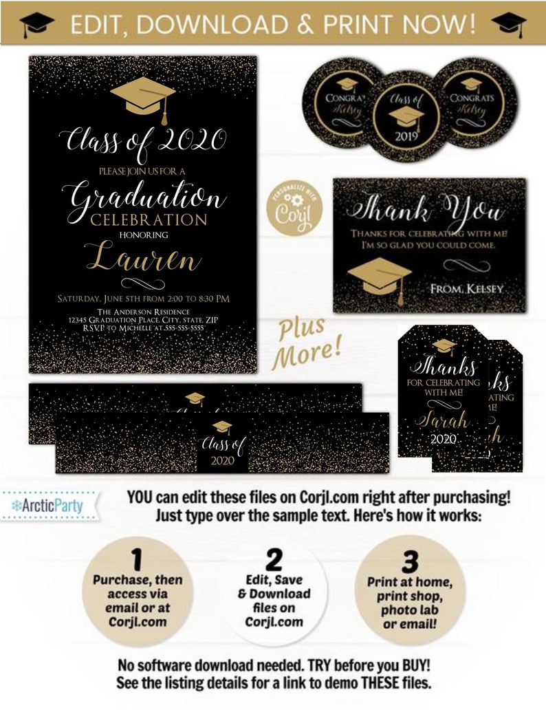 Graduation Invitation – Graduation Printables – Graduation Party Printables – Graduation Party Supplies – Graduation Party Ideas – Corjl