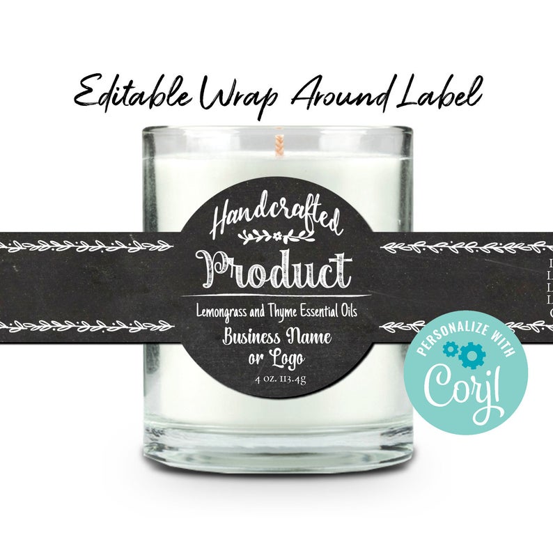 Chalkboard Wrap Around Label for Jars, Soap, Candles. Edit Online. Download & Print with Onlinelabels.com’s Round Center Cigar Band #OL1103