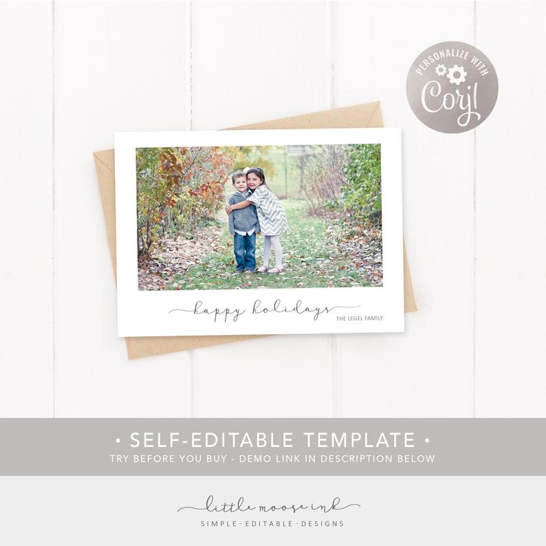 EDITABLE Photo Christmas card – Holiday Card Template. Happy Holidays – CORJL