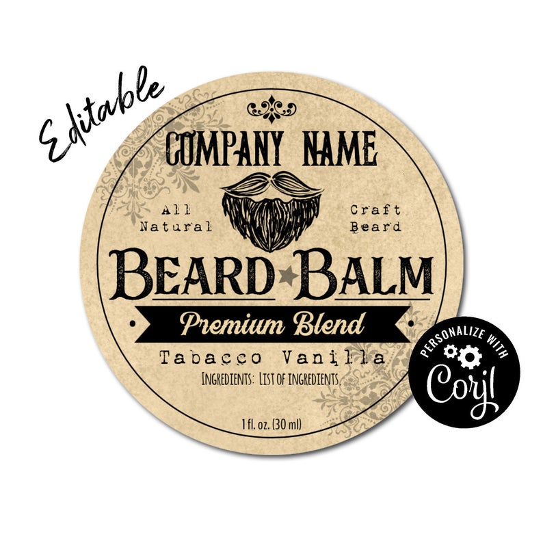 Editable Beard Balm Label Template. Shaving Soap Label. Customize Online w/ Corjl. Download & Print. Labels for Jars, Bottle, and Tins