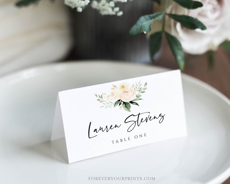 Wedding Place Card Template, Wedding Name Cards, Instant Download